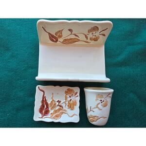 Vintage 3 pc Royal Haeger bathroom set Toothbrush/Cup/Towel/Soap